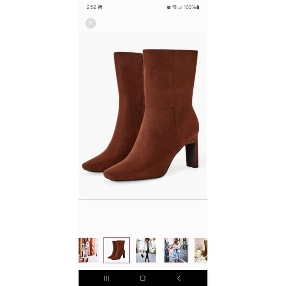 New 11E Extra Wide JustFab Brown Lillianna Booties Boots Faux Suede - Picture 3 of 8